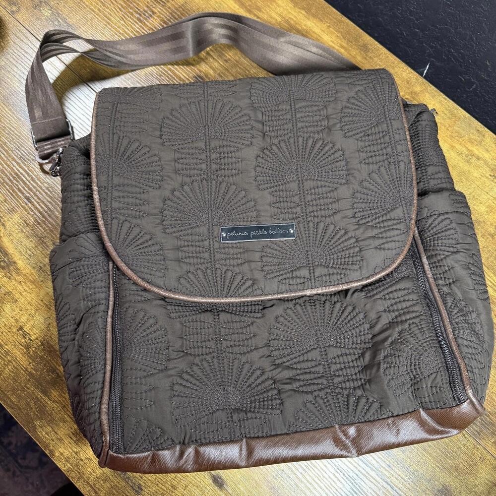 Petunia Pickle Bottom‎ Boxy Backpack Brown Quilted Nylon Diaper Bag Womens OS